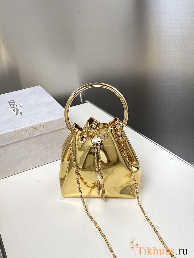 Jimmy Choo Bon Bon Gold Mirror Fabric Mini Bag 14x15x9.5cm - 1