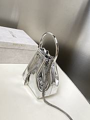 Jimmy Choo Bon Bon Silver Mirror Fabric Mini Bag 14x15x9.5cm - 4