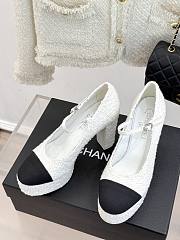 Chanel Mary Jane White Tweed Heel 11cm - 4