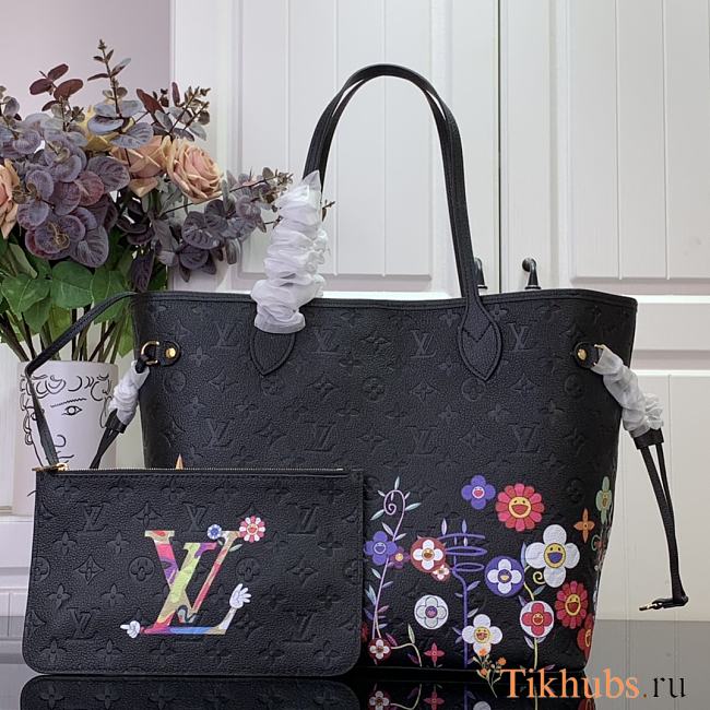 Louis Vuitton LV x TM Neverfull Black MM Superflat 31x28x14cm - 1