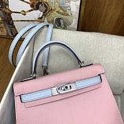 Hermes Mini Kelly Bag Pink Blue Epsom Silver 19cm - 5