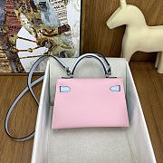 Hermes Mini Kelly Bag Pink Blue Epsom Silver 19cm - 4