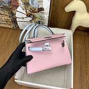 Hermes Mini Kelly Bag Pink Blue Epsom Silver 19cm - 3
