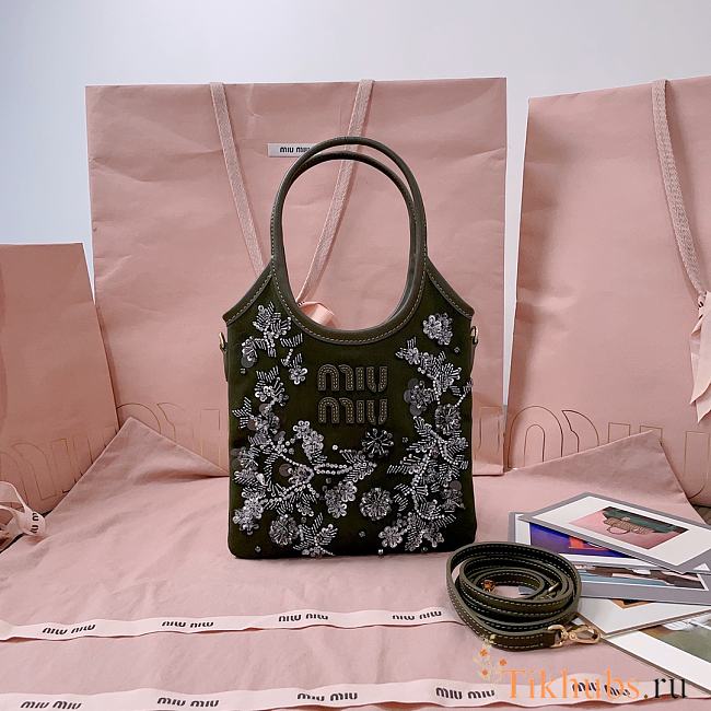 Miu Miu Embellished Canvas Tote Bag 20x24cm - 1