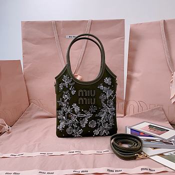 Miu Miu Embellished Canvas Tote Bag 20x24cm