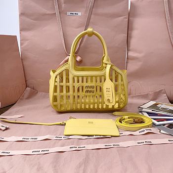 Miu Miu Leather Basket Lemon Yellow 24x12.5x9cm