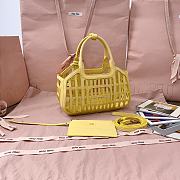 Miu Miu Leather Basket Lemon Yellow 24x12.5x9cm - 4