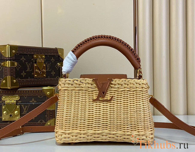 Louis Vuitton LV Mini Capucines Raffia Brown 21x8x14cm - 1