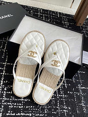 Chanel Raffia White Slides - 1