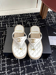 Chanel Raffia White Slides - 4