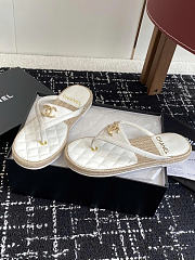 Chanel Raffia White Slides - 5