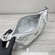 Chanel Hobo Bag Silver Lambskin 26x8.5x17cm - 5