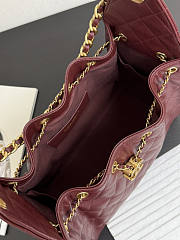 Chanel 25 Small Handbag Red Wine Calfskin Gold 30x26x14cm - 6