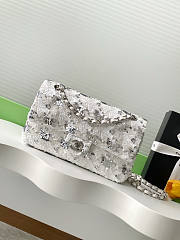 Chanel Flap Bag Satin Sequins Silver 25.5cm - 1