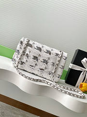 Chanel Flap Bag Satin Sequins Silver 25.5cm - 3