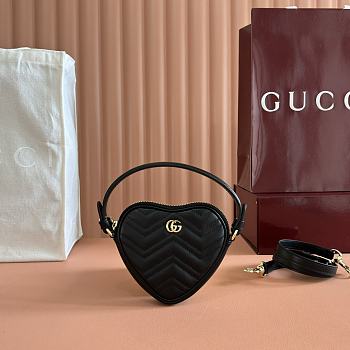 Gucci Marmont Heart Shape Bag Black 13.5x11.5x2.5cm