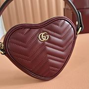Gucci Marmont Heart Shape Bag Red Wine 13.5x11.5x2.5cm 		 - 3