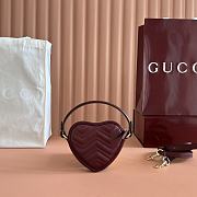 Gucci Marmont Heart Shape Bag Red Wine 13.5x11.5x2.5cm 		 - 5