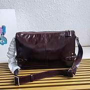 Prada Leather Shoulder Bag Red Wine 35x22x12cm - 3