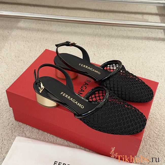 Ferragamo Mesh Slingback Black 4cm - 1