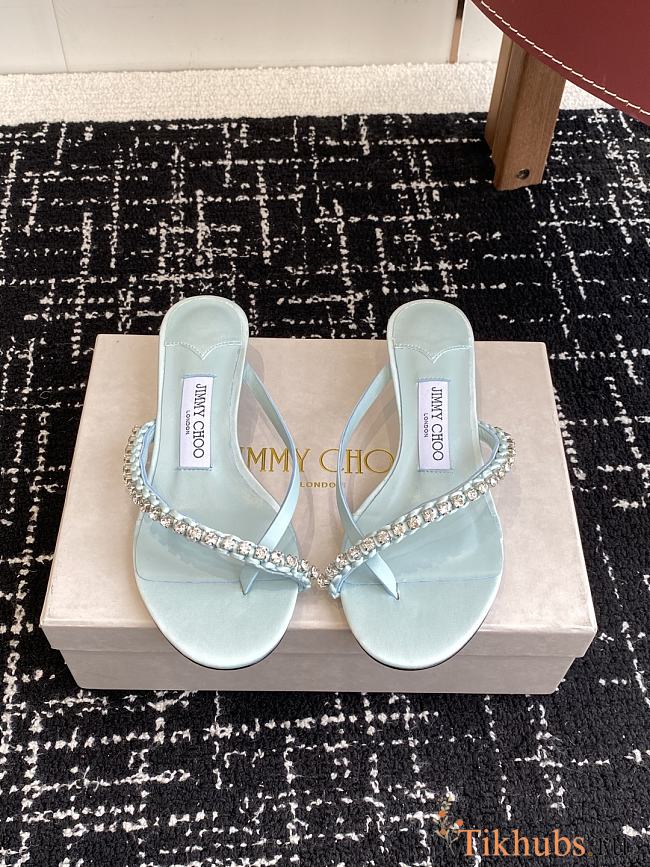 Jimmy Choo Dila 35 Light Verde Leather Mule Sandal  - 1