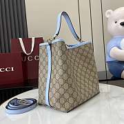 Gucci GG Emblem Small Tote Bag Light Blue 25x25x15.5cm - 4