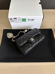Chanel Flap Bag Mini with Hook Lambskin Gold Black 12.5x8x5cm - 2