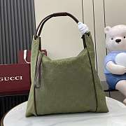 Gucci Nylon Leather Hobo Shoulder Bag Green 36x36x10cm - 1