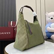 Gucci Nylon Leather Hobo Shoulder Bag Green 36x36x10cm - 5