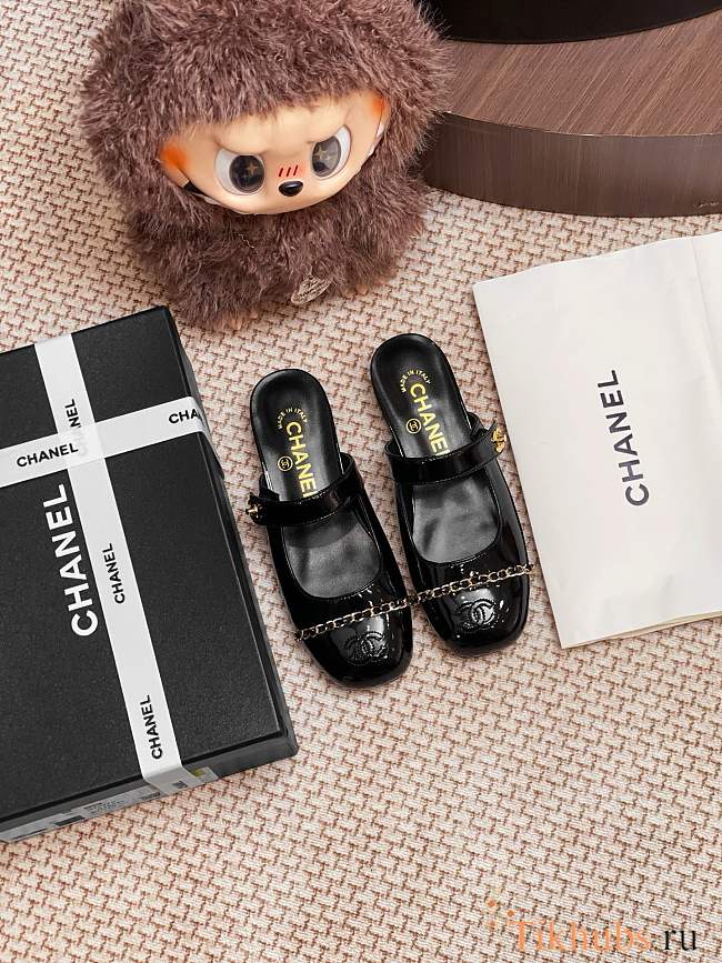 Chanel Black Patent Flat  - 1