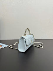 Chanel Flap Chain Bag Blue Caviar Gold With Handle 18x10x4.5cm - 6