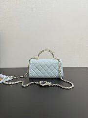 Chanel Flap Chain Bag Blue Caviar Gold With Handle 18x10x4.5cm - 5