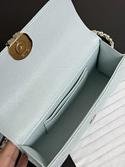 Chanel Flap Chain Bag Blue Caviar Gold With Handle 18x10x4.5cm - 4