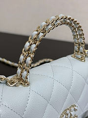 Chanel Flap Chain Bag Blue Caviar Gold With Handle 18x10x4.5cm - 3