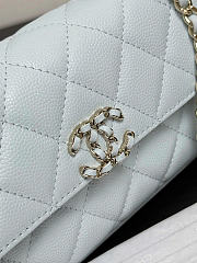 Chanel Flap Chain Bag Blue Caviar Gold With Handle 18x10x4.5cm - 2