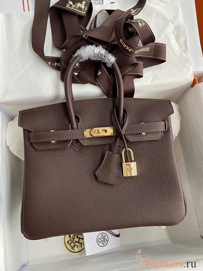 Hermes Birkin 25 Bag Brown Gold Togo 25cm - 1