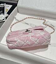 Chanel Flap Bag Denim Gold White & Pink 25cm - 3