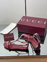 Gucci Women's Thong Sandal with Bamboo Burgundy - 5