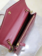 YSL Cassandre Envelope Chain Wallet Patent Red Wine 19x12.5x3.5cm - 2