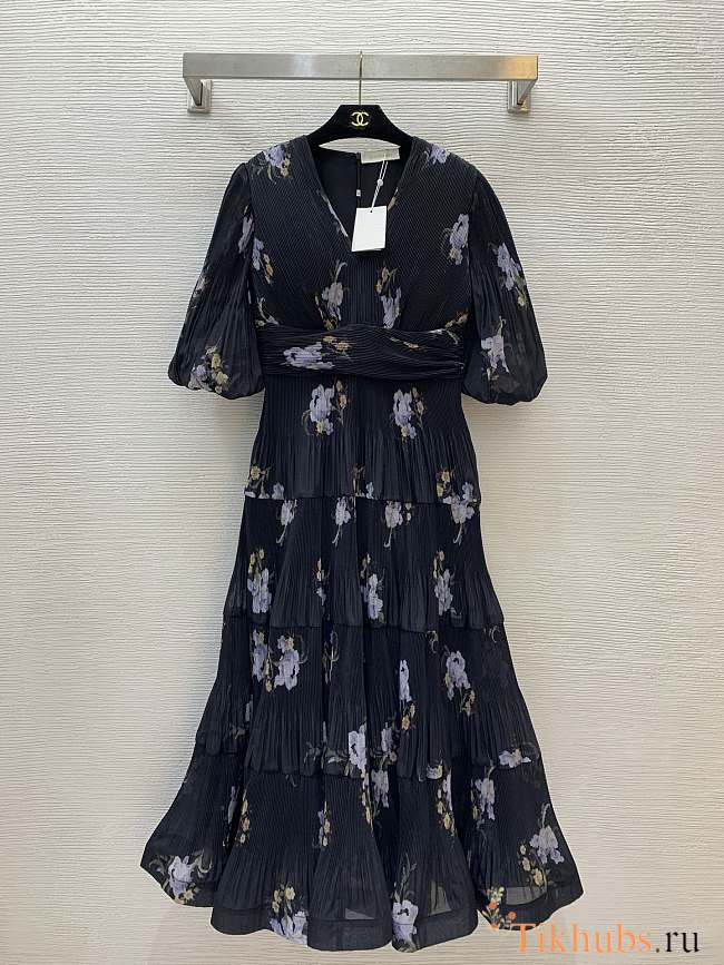 Zimmermann Floral Pleated Midi Dress - 1