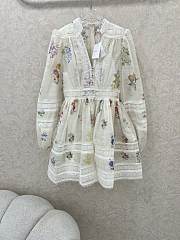 Zimmermann White Natura V-Neck Lace Mini Dress - 1