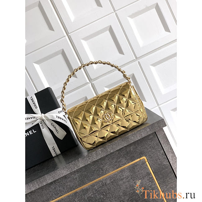 Chanel Flap Bag Shiny Gold 18.5x10.5x8cm - 1