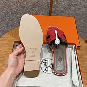 Hermes Oran Red Ostrich Slides - 5