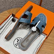 Hermes Oran Blue Ostrich Slides - 5
