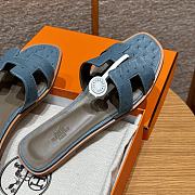 Hermes Oran Blue Ostrich Slides - 3