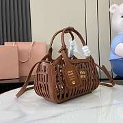 Miu Miu Leather Basket Brown 24x12.5x9cm - 3
