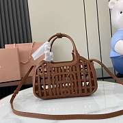 Miu Miu Leather Basket Brown 24x12.5x9cm - 4