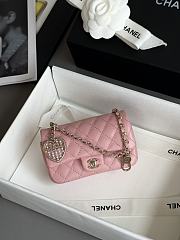 Chanel Flap Bag Mini with Hook Lambskin Gold Pink 12.5x8x5cm - 1