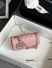 Chanel Flap Bag Mini with Hook Lambskin Gold Pink 12.5x8x5cm - 5
