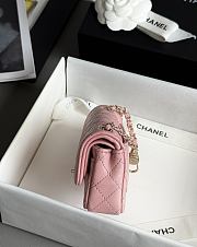 Chanel Flap Bag Mini with Hook Lambskin Gold Pink 12.5x8x5cm - 3